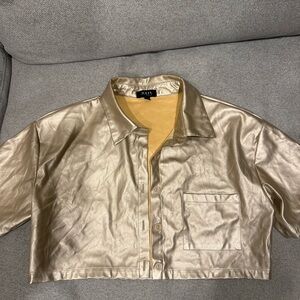 ALEX Metallic Gold Cropped Blazer